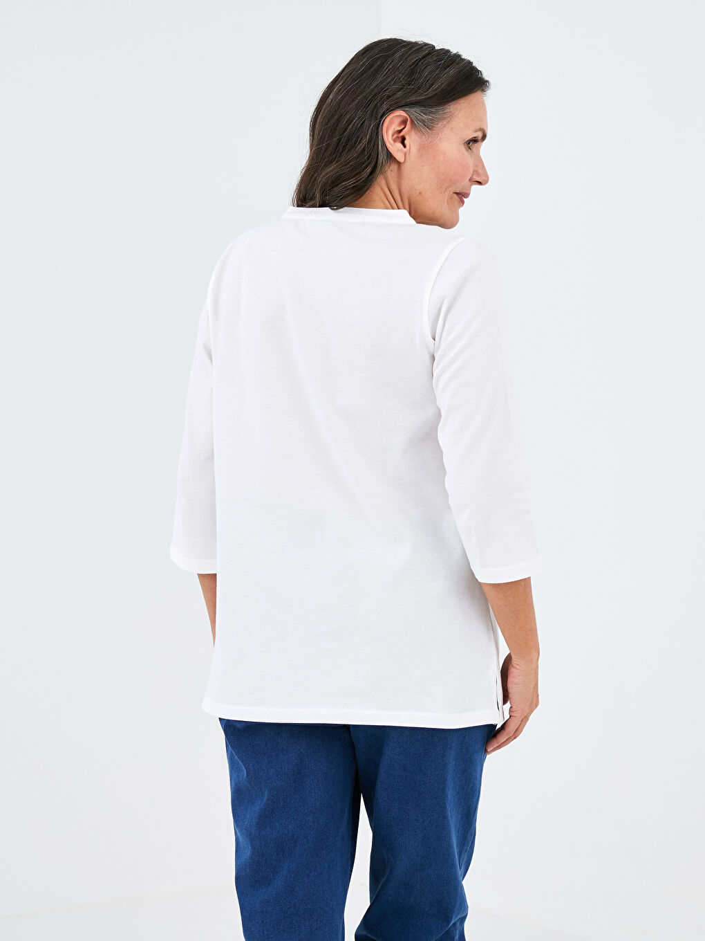 Tie Collar Embroidered Cotton Women's Blouse-4