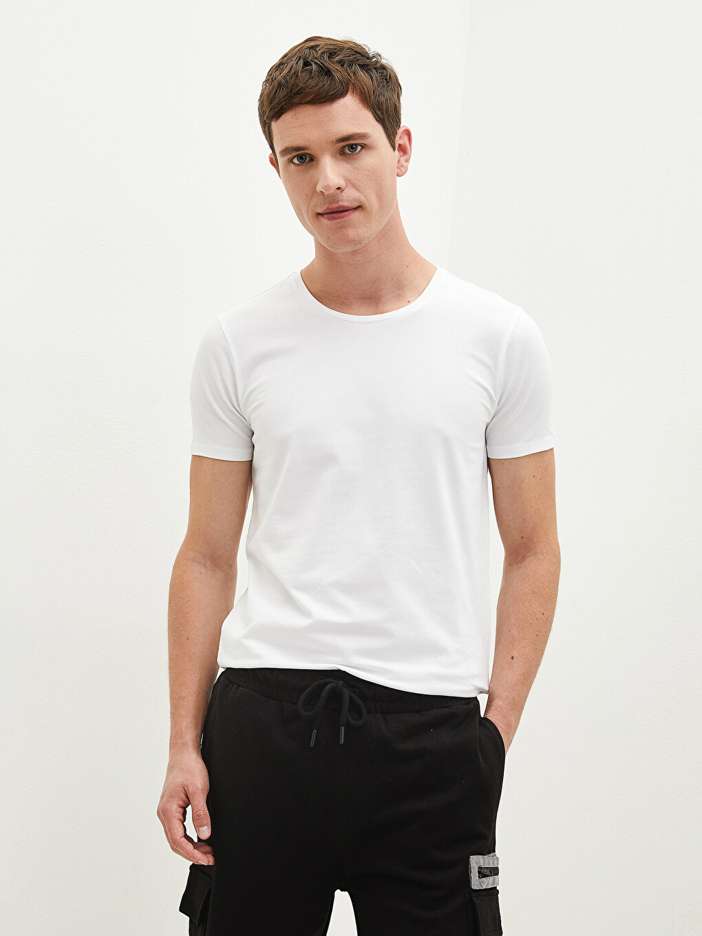 Crew Neck Short Sleeve Basic Combed Cotton Men's T-shirt