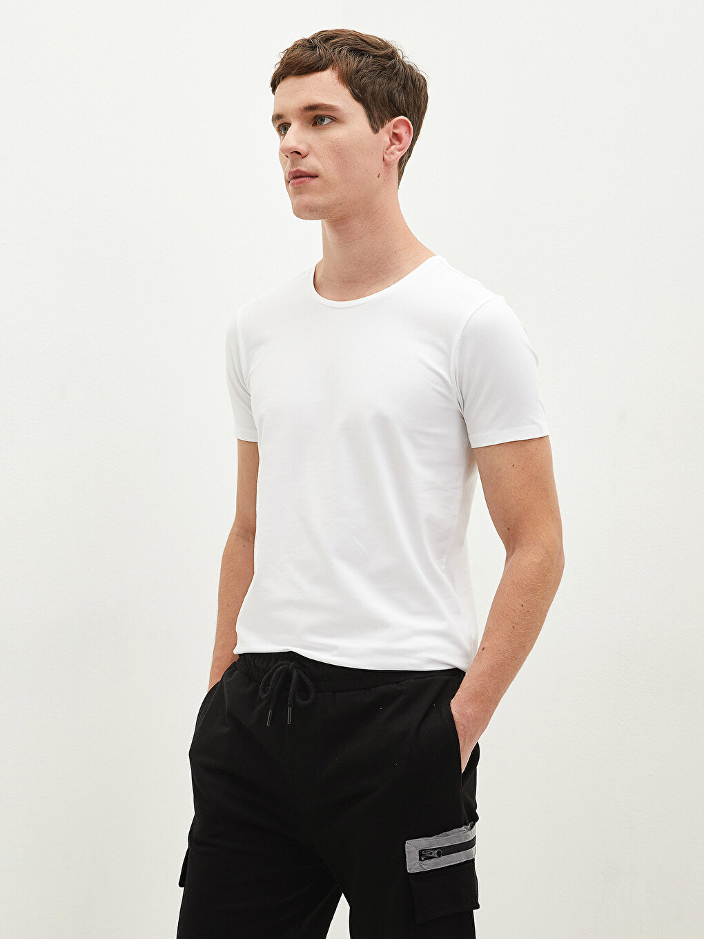 Crew Neck Short Sleeve Basic Combed Cotton Men's T-shirt-1