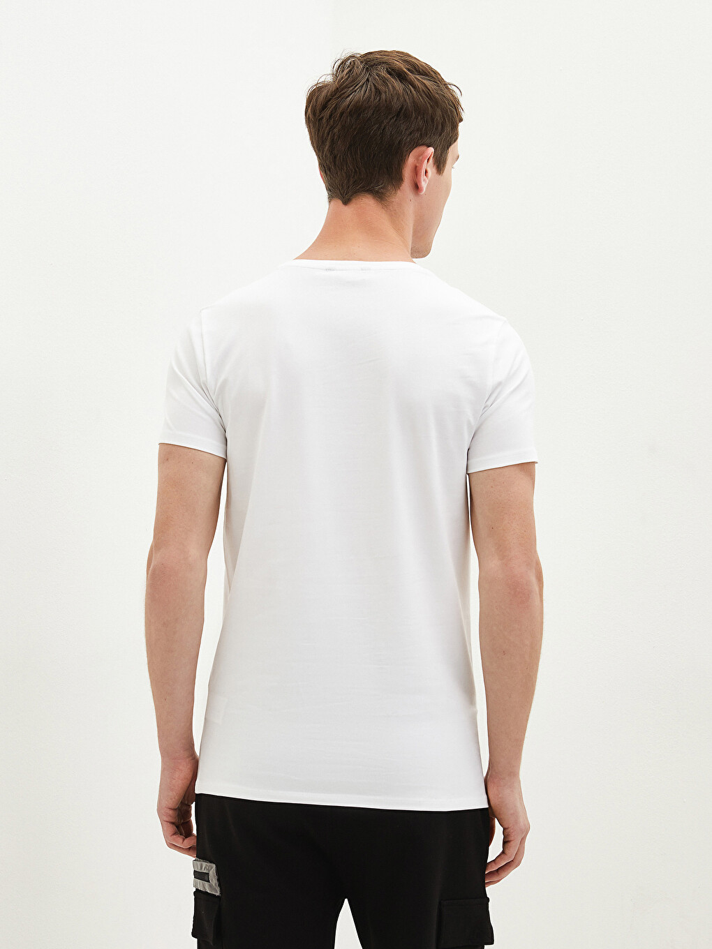 Crew Neck Short Sleeve Basic Combed Cotton Men's T-shirt-3