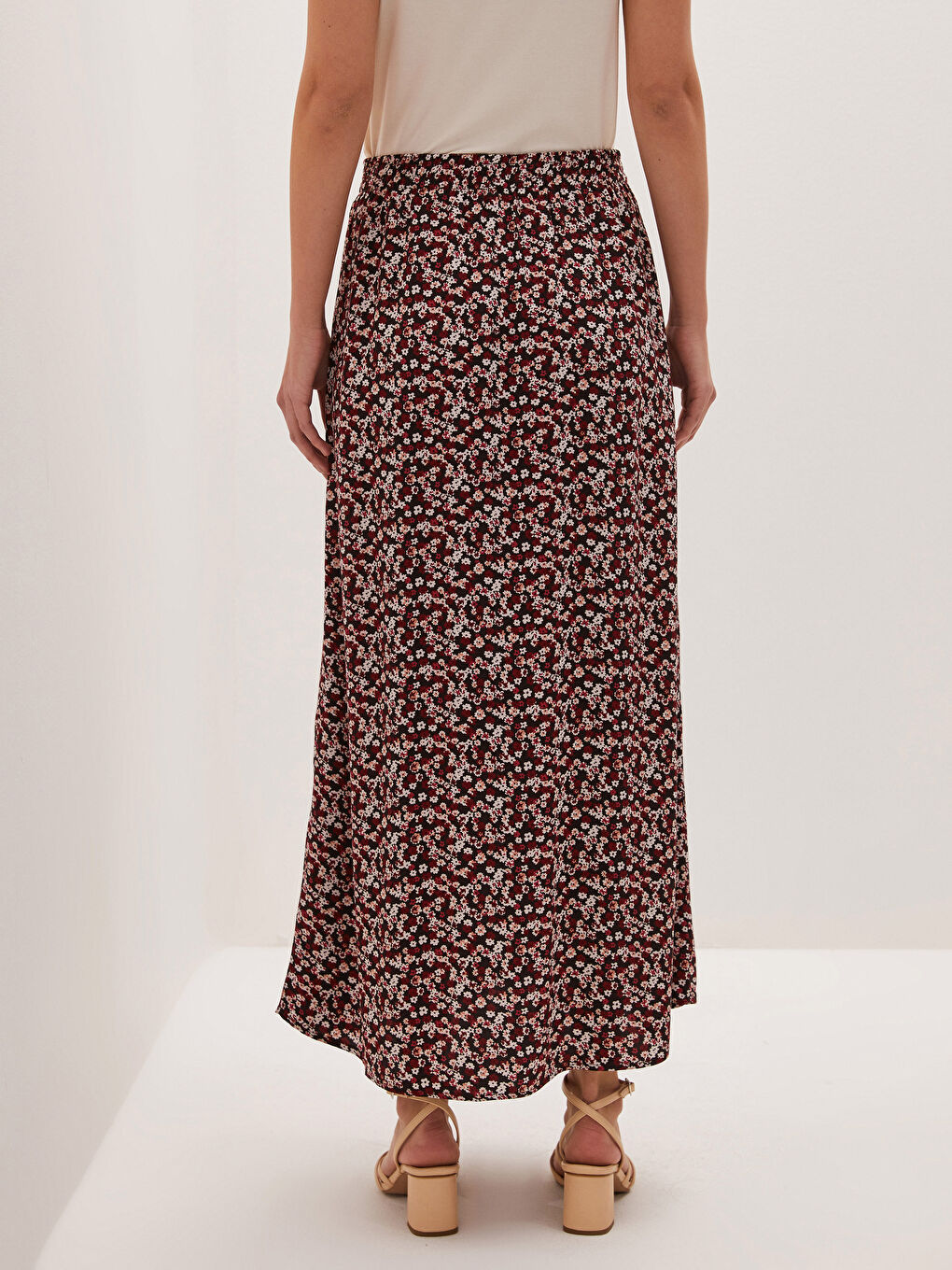 Elastic Waist Floral Patterned Women's Skirt-3