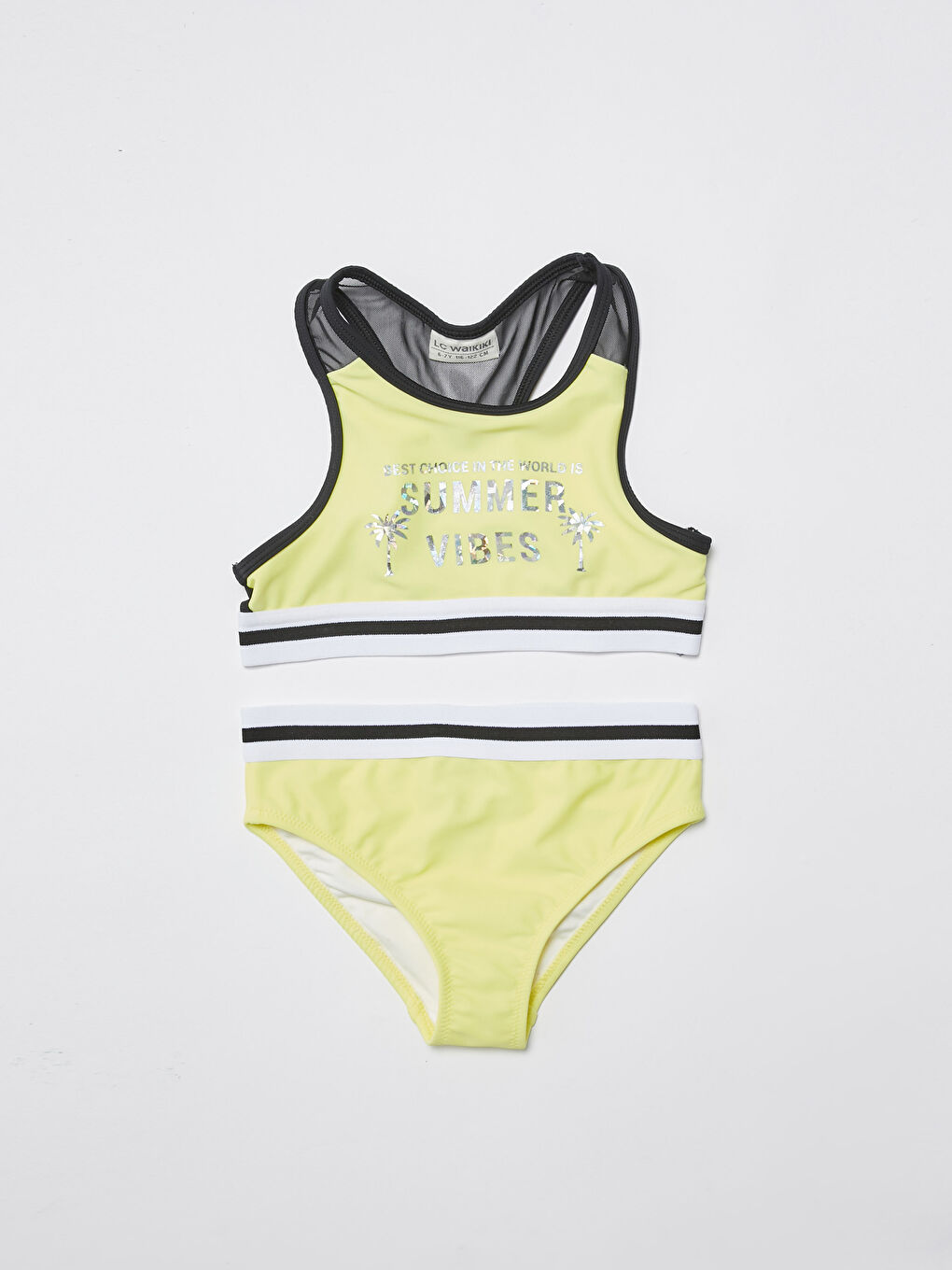 بيكيني للبنات بقماش مطبوع قابل للتمدد