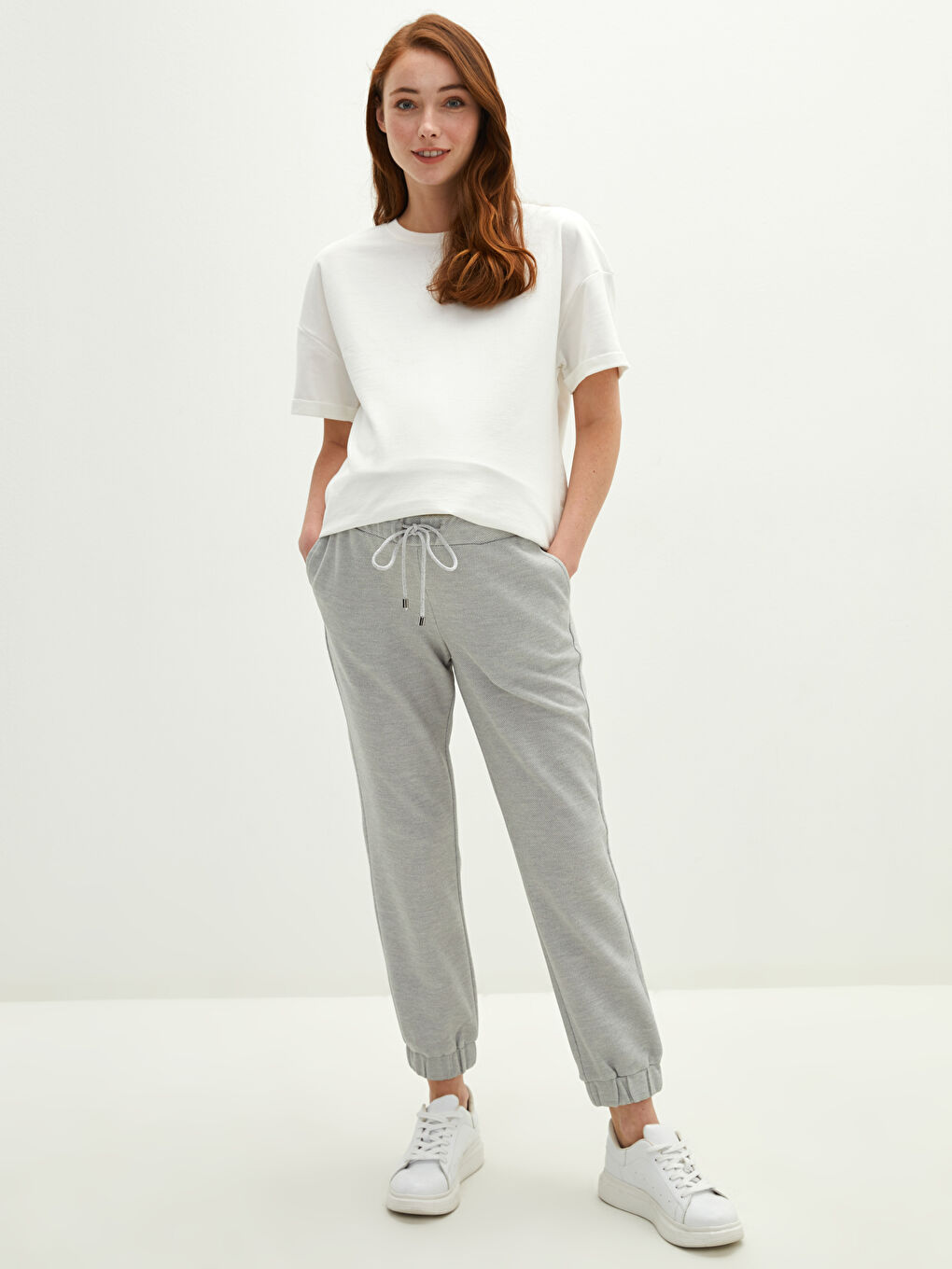 Gri Beli Lastikli Hamile Jogger Pantolon