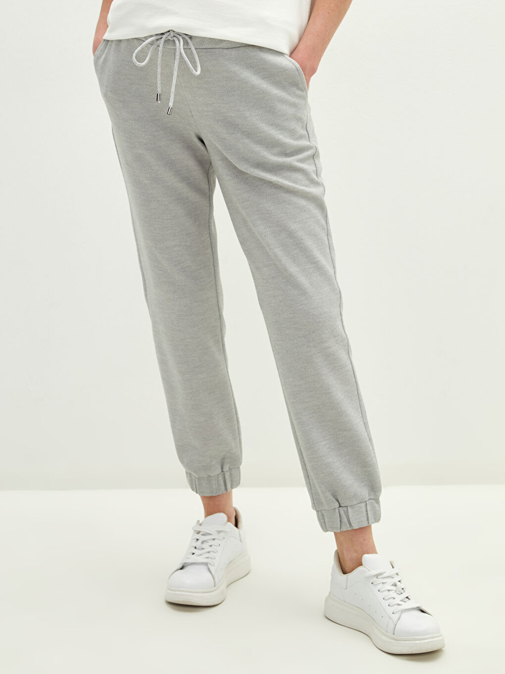 Gri Beli Lastikli Hamile Jogger Pantolon-1