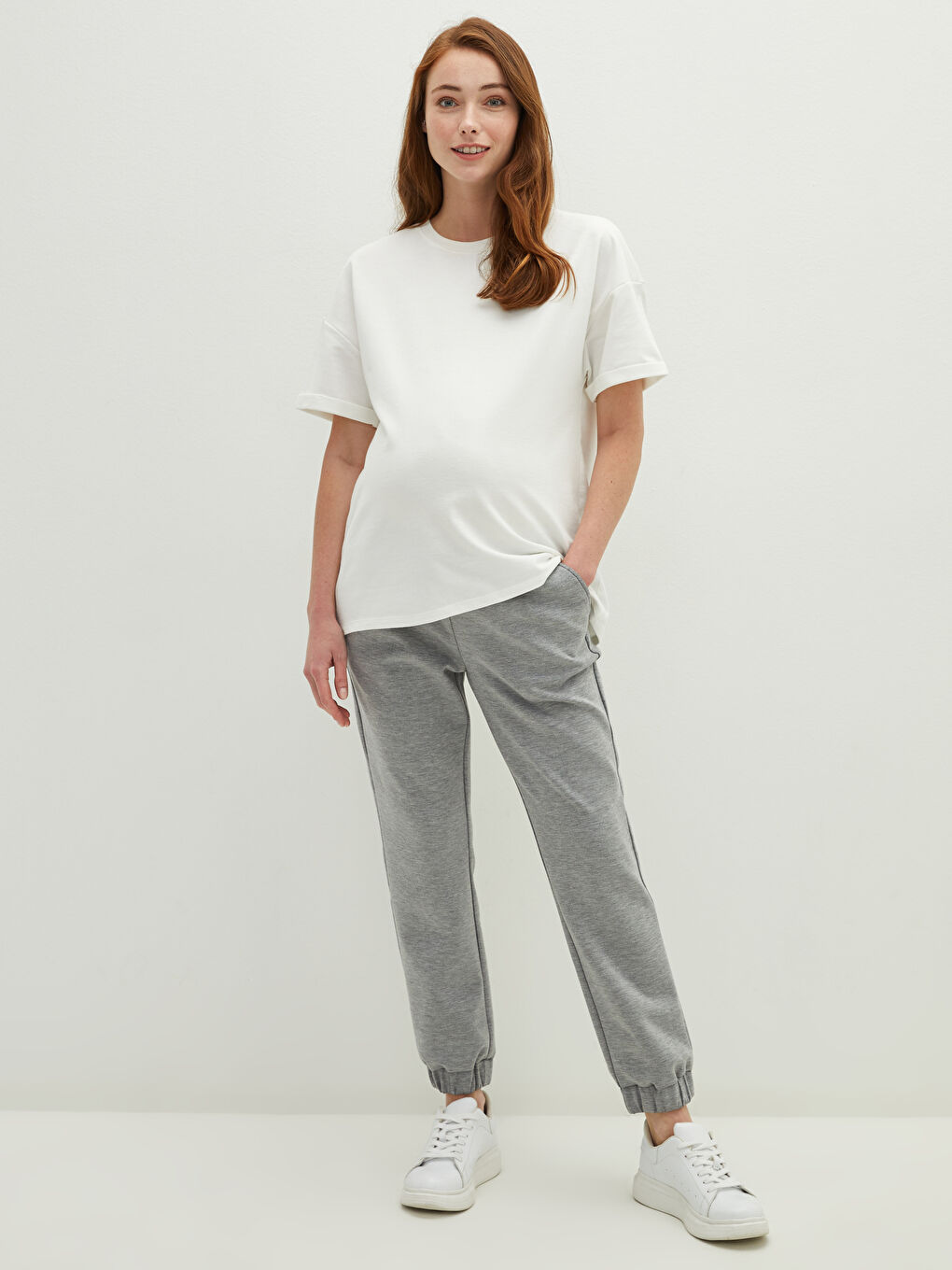Elastic Waist Maternity Jogger Pants-3
