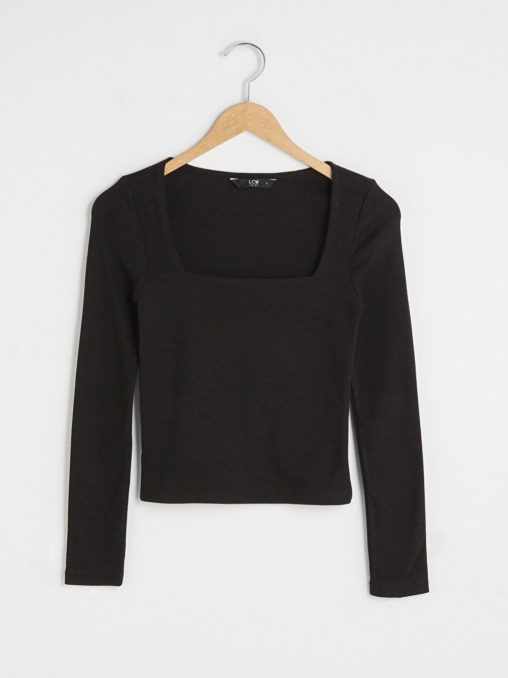 T-shirt pour Femmes à Manches Longues Uni avec Col Carré-5