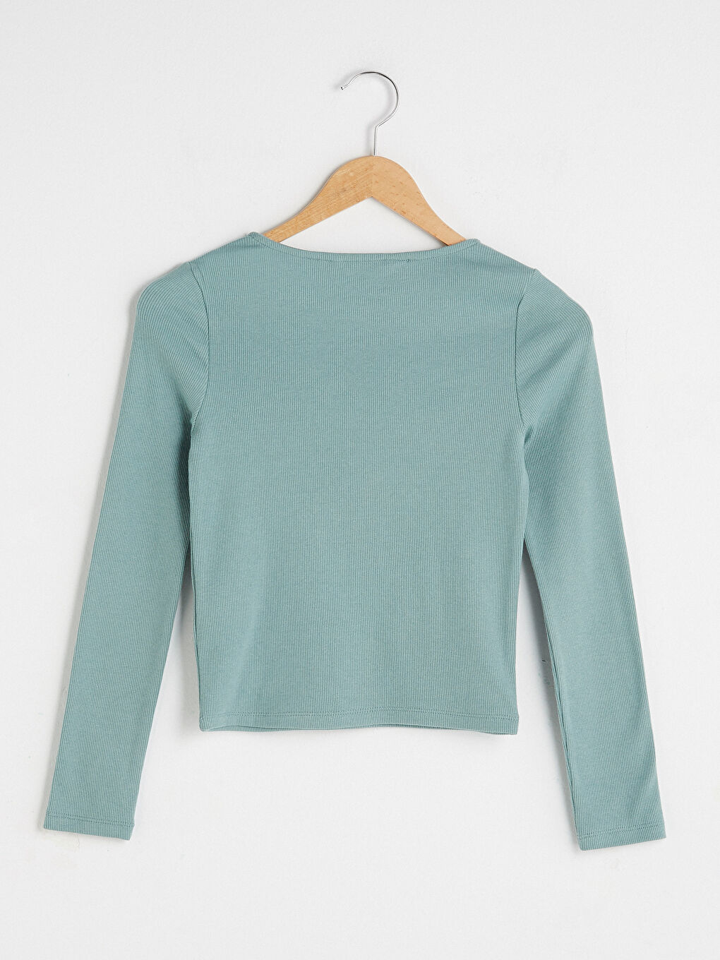 Square Collar Plain Long Sleeve Women's T-Shirt-6