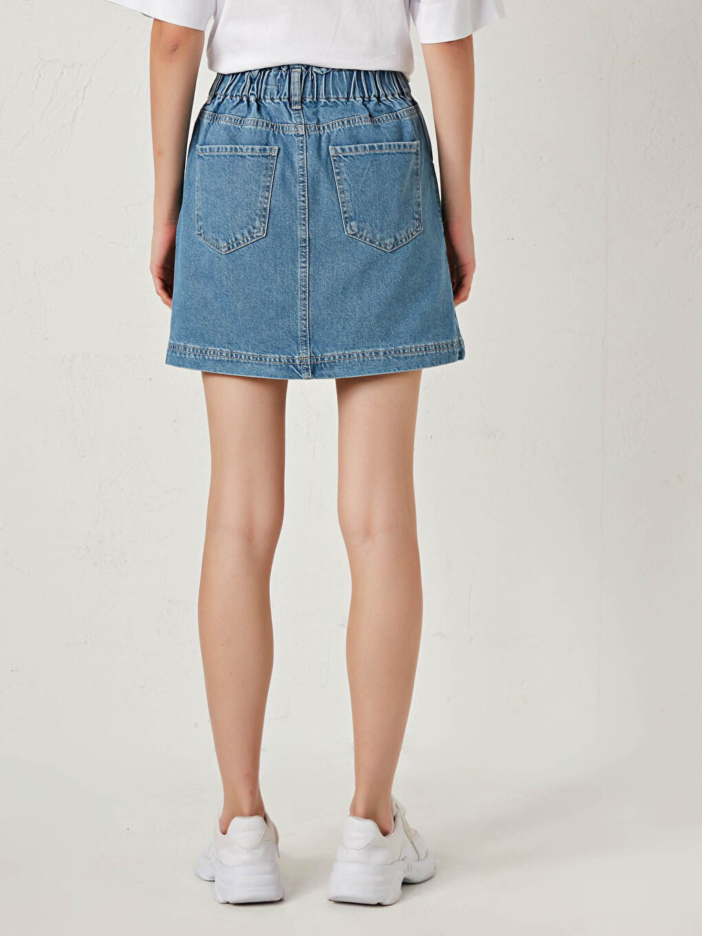 تنورة جينز بخصر مرن للسيدات-5