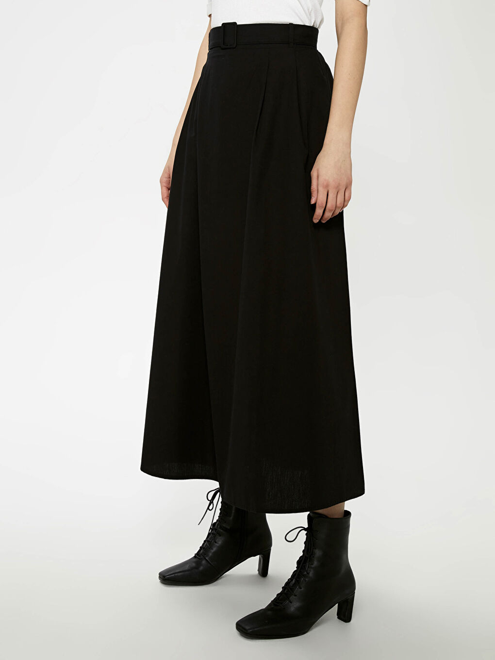 Suknja za žene od pamuka sa visokim strukom, jednostavna-2