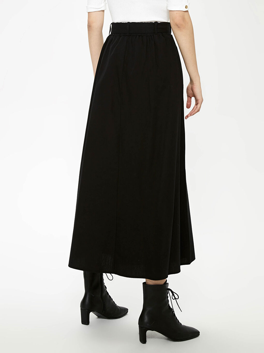 Suknja za žene od pamuka sa visokim strukom, jednostavna-3