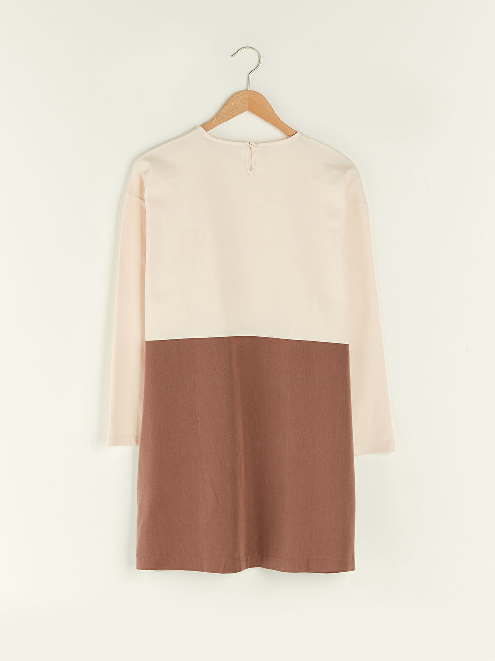 تونيك سويتشيرت كم طويل بياقة دائرية للسيدات مع بلوك الألوان-6