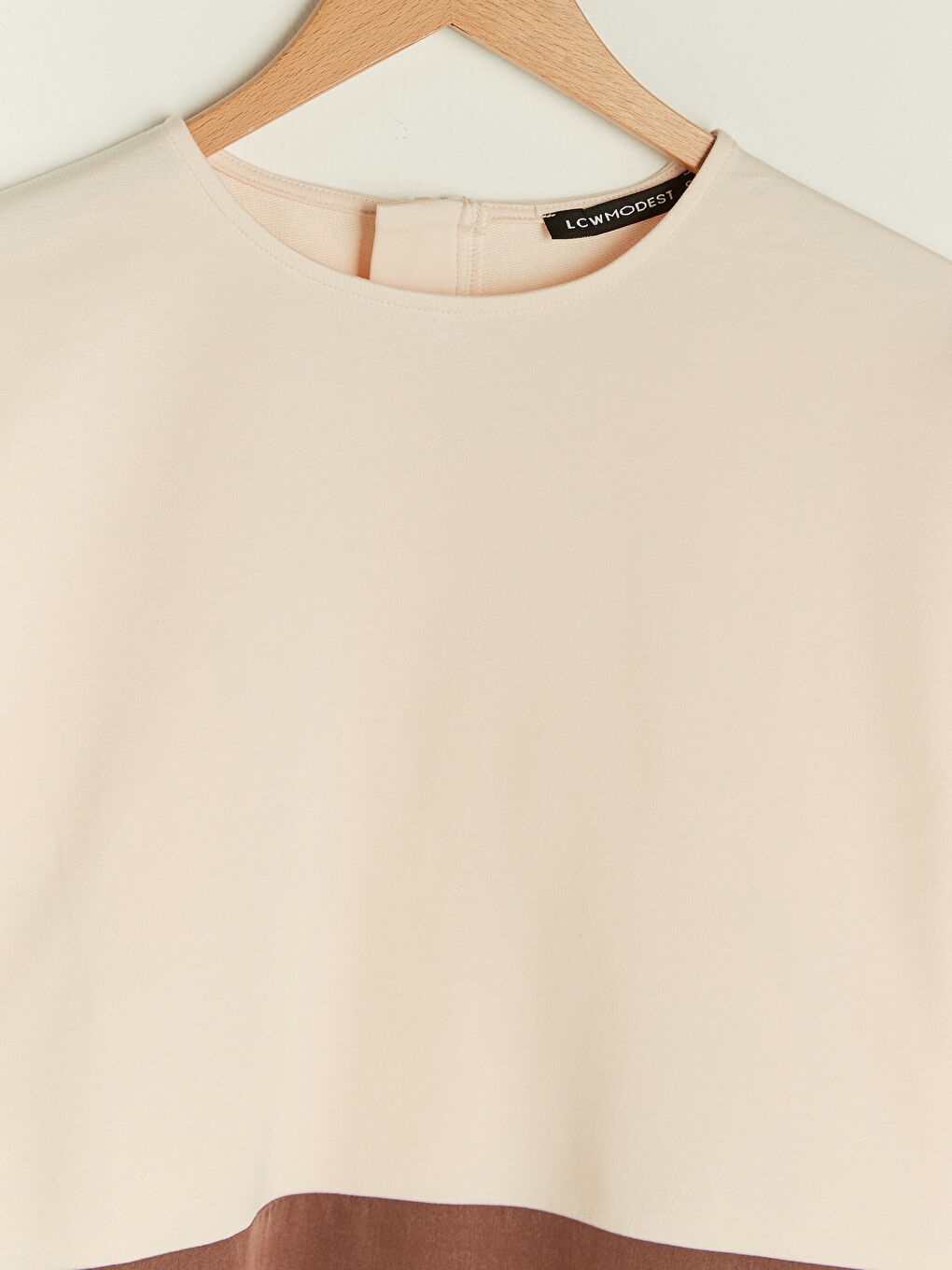 تونيك سويتشيرت كم طويل بياقة دائرية للسيدات مع بلوك الألوان-7