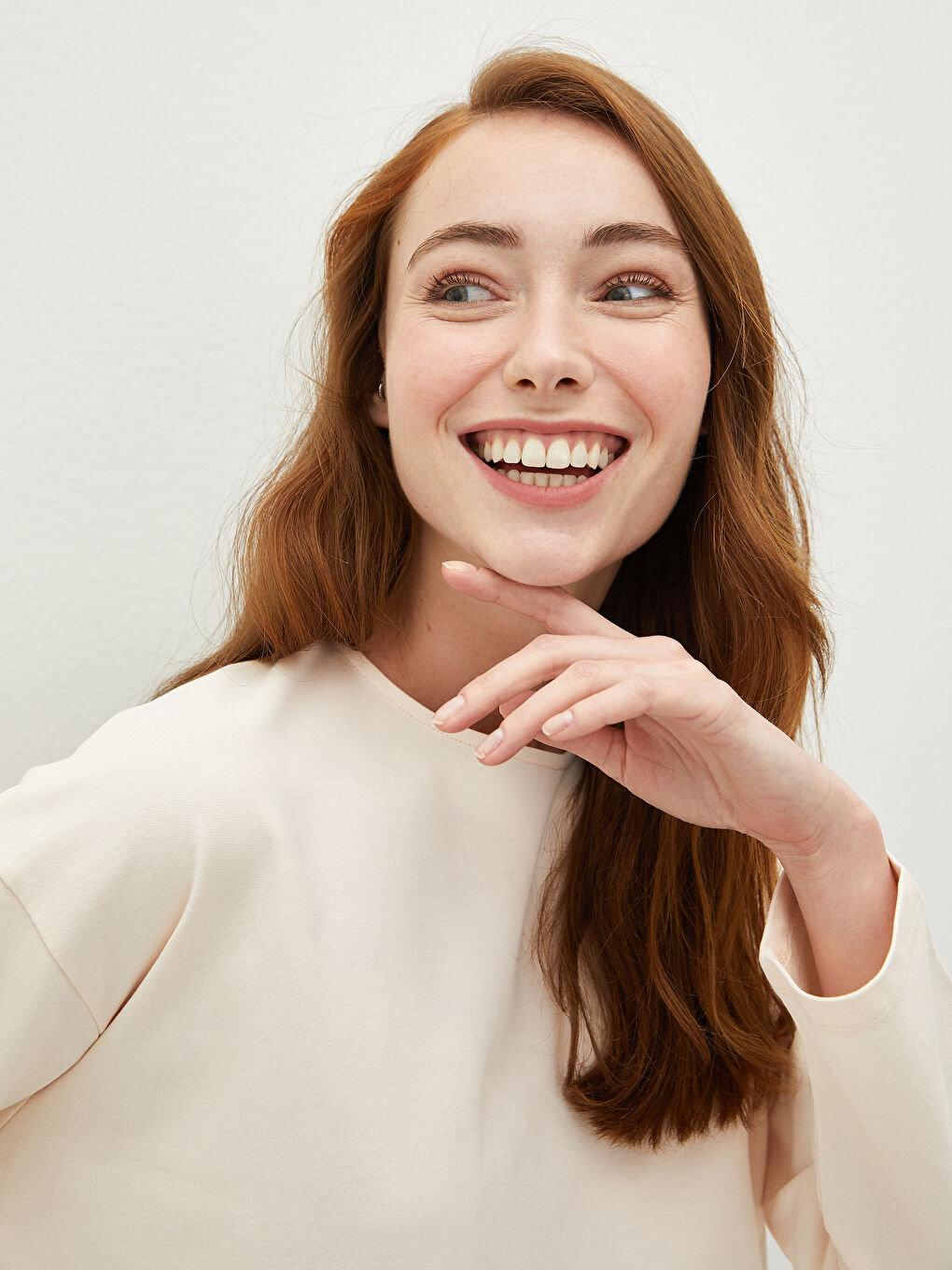 تونيك سويتشيرت كم طويل بياقة دائرية للسيدات مع بلوك الألوان-2