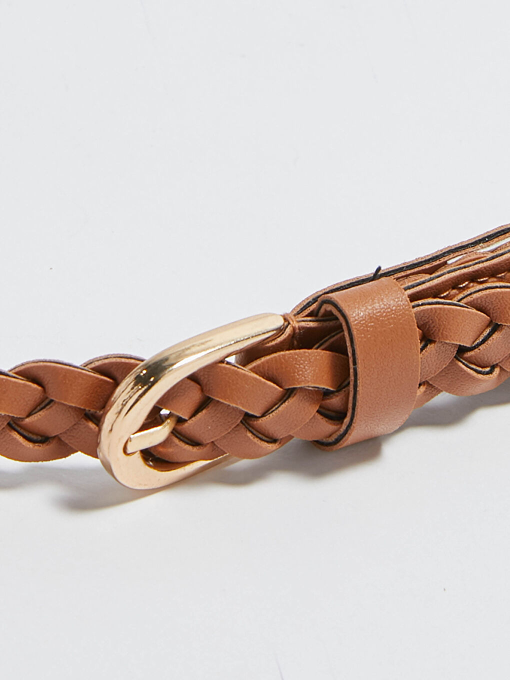 Kahverengi Görgülü Deri Görünümlü Kadın Kemer-1