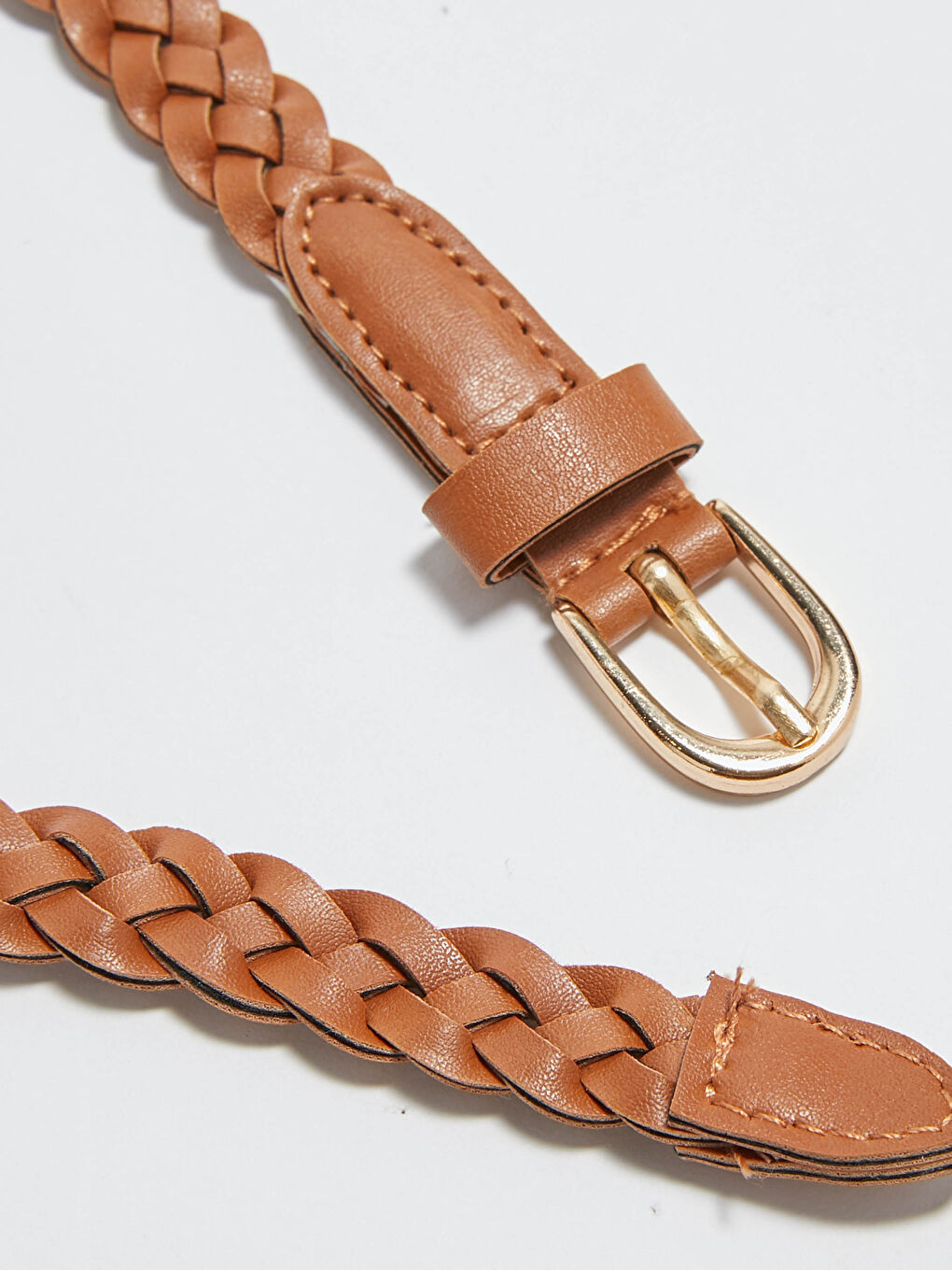 Kahverengi Görgülü Deri Görünümlü Kadın Kemer-2