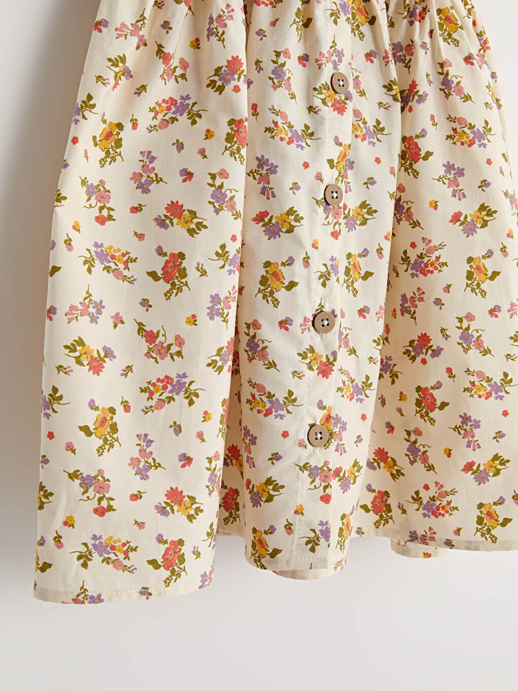 Robe Fille Col Carré Motif Floral Manches Courtes Popeline-2