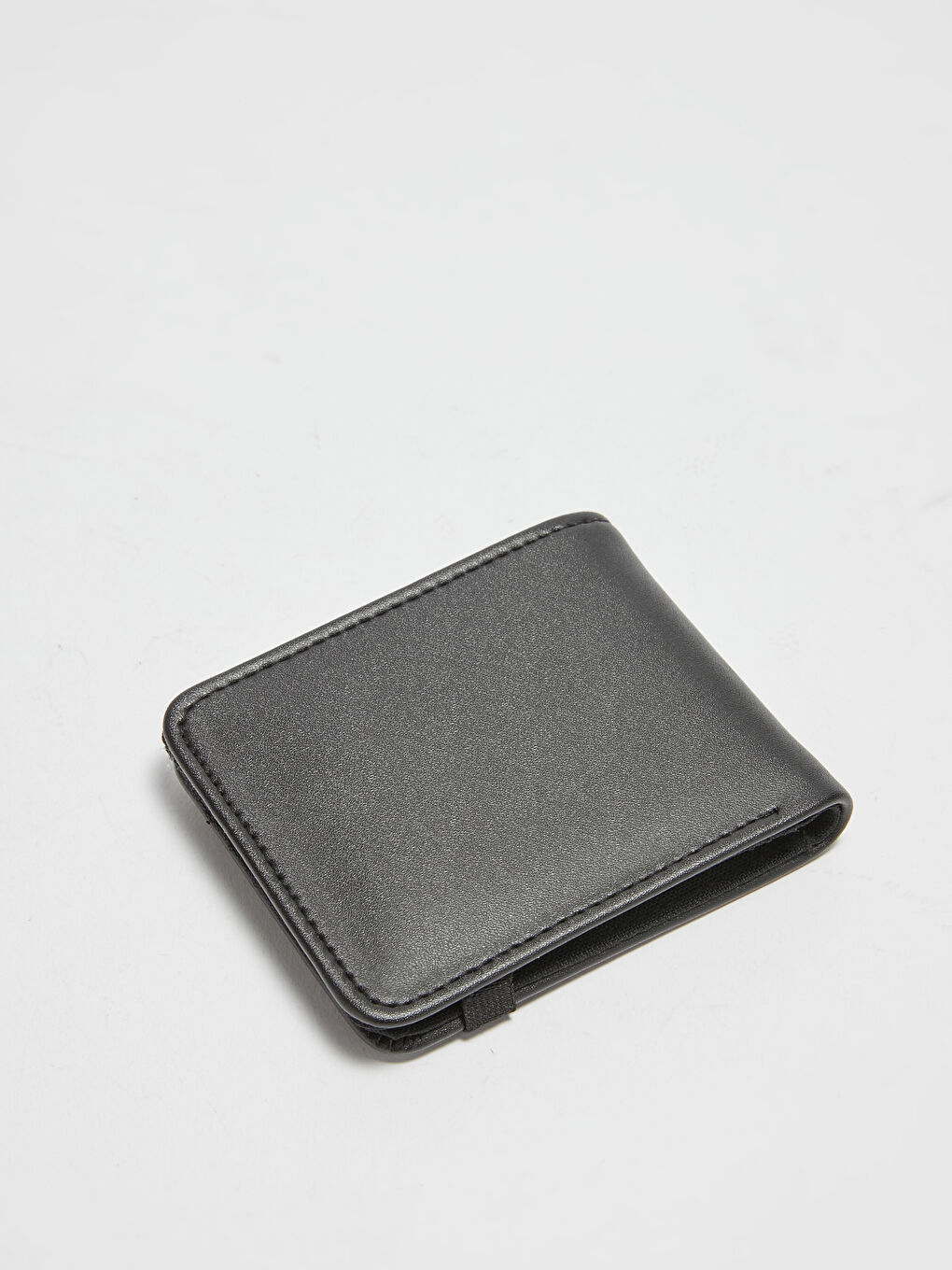 Siyah Lastik Kapatmalı Deri Görünümlü Erkek Cüzdan-1