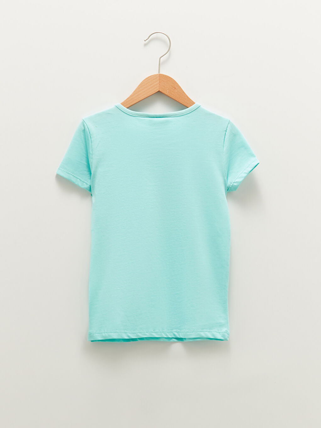 Turkuaz Bisiklet Yaka Baskılı Kısa Kollu Kız Çocuk Tişört-1