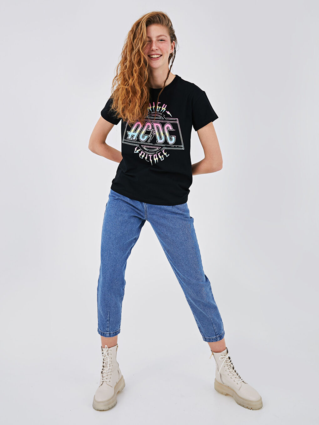 AC / DC Štampana Majica Kratkih Rukava od Pamuka za Žene-2