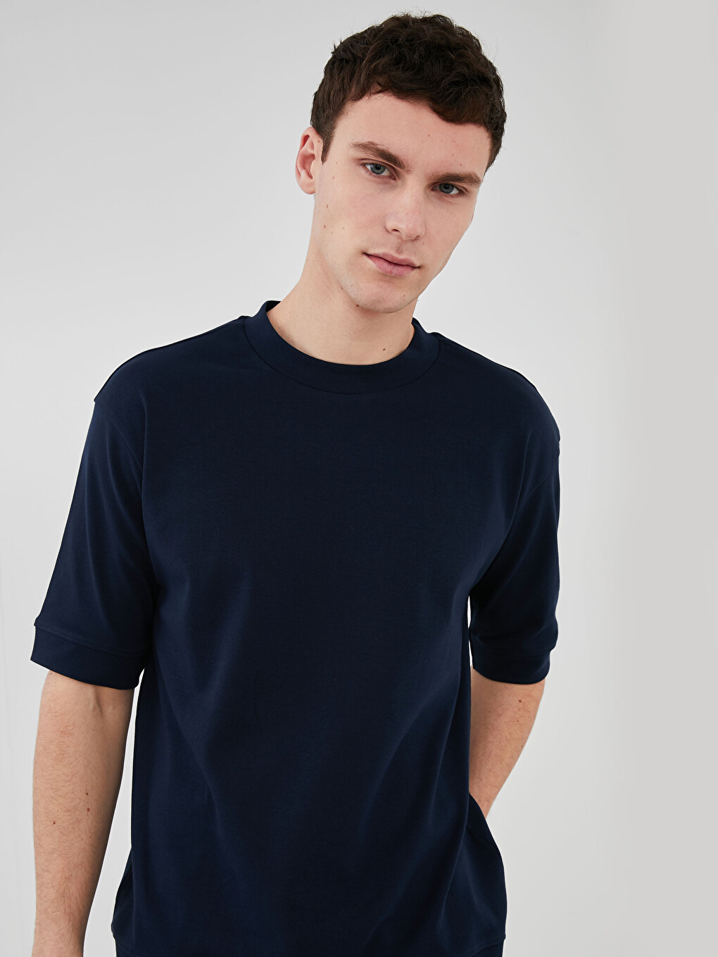 Crew Neck Short Sleeve Basic Men's Sweatshirt