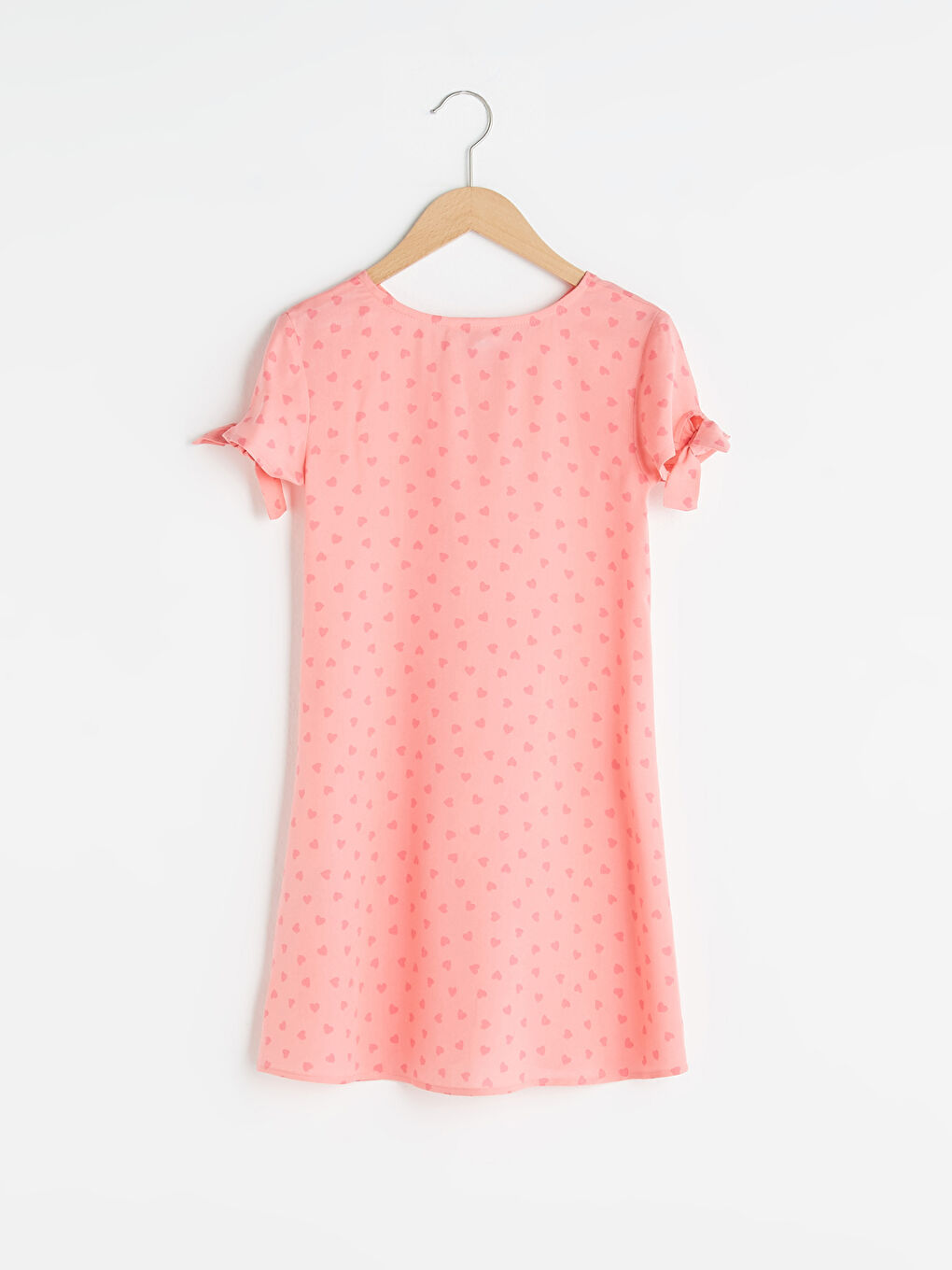 V Neck Patterned Short Sleeve Viscose Girl Dress-1