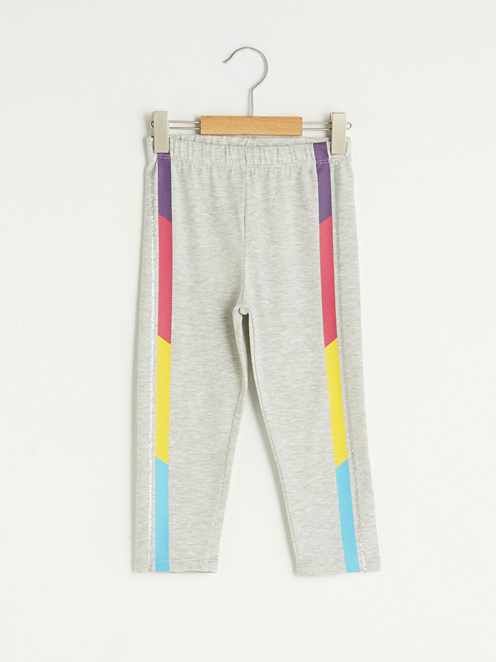 Elastic Waist Colorful Stripe Printed Girls 3/4 Length Leggings