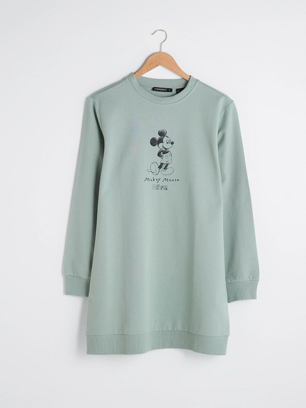 Crew Neck Mickey Mouse Printed Women's Sweatshirt Tunic-5