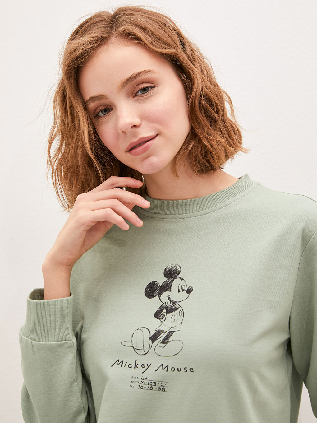 Crew Neck Mickey Mouse Printed Women's Sweatshirt Tunic-3