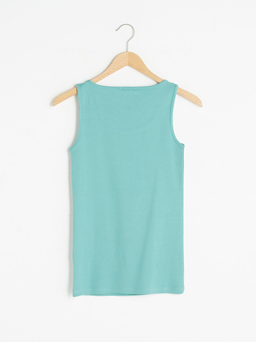 Yeşil U Yaka Askılı Düz Pamuklu Kadın Atlet-6