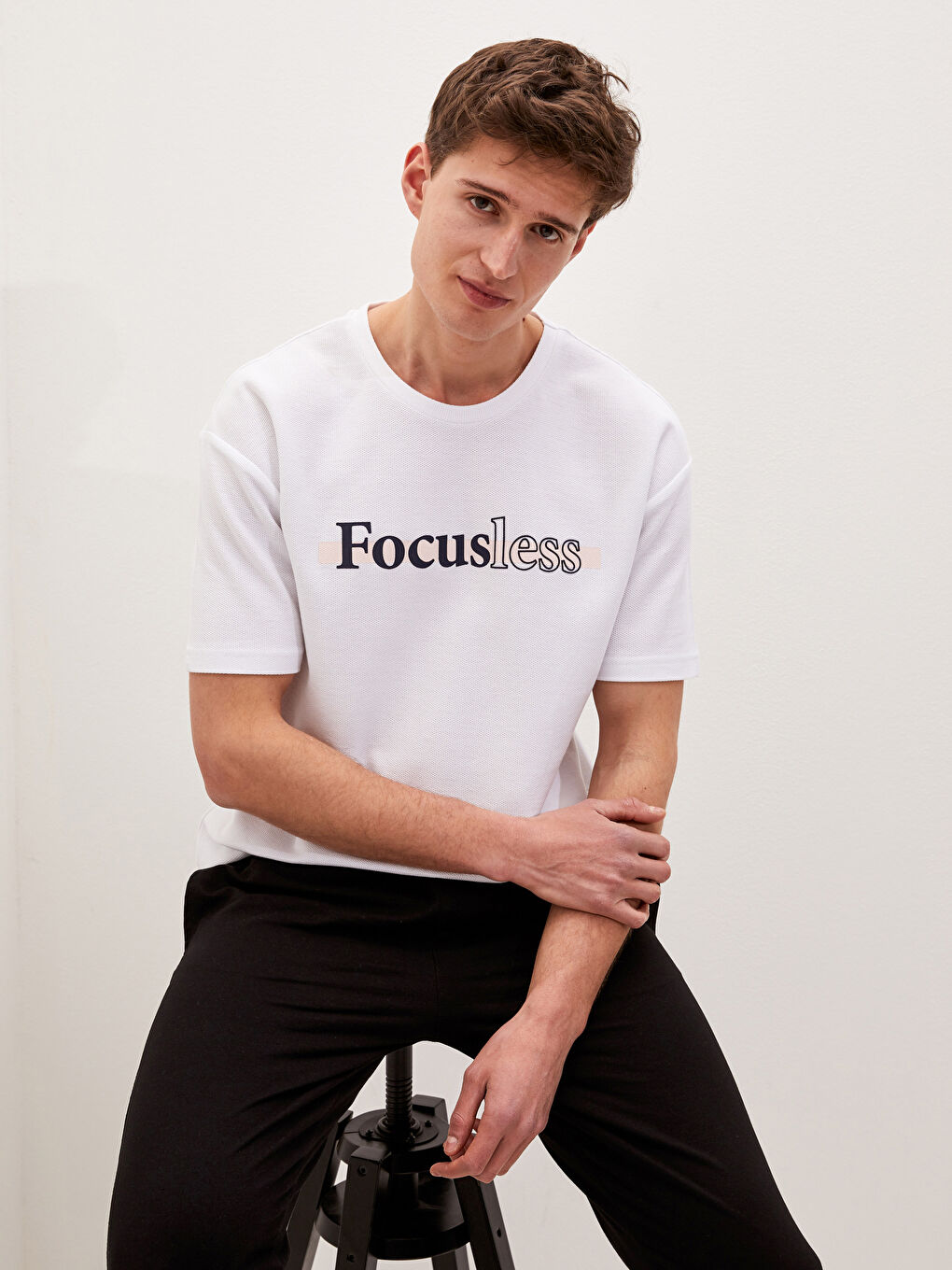 Crew Neck Short Sleeve Printed Pique Men's T-Shirt-1