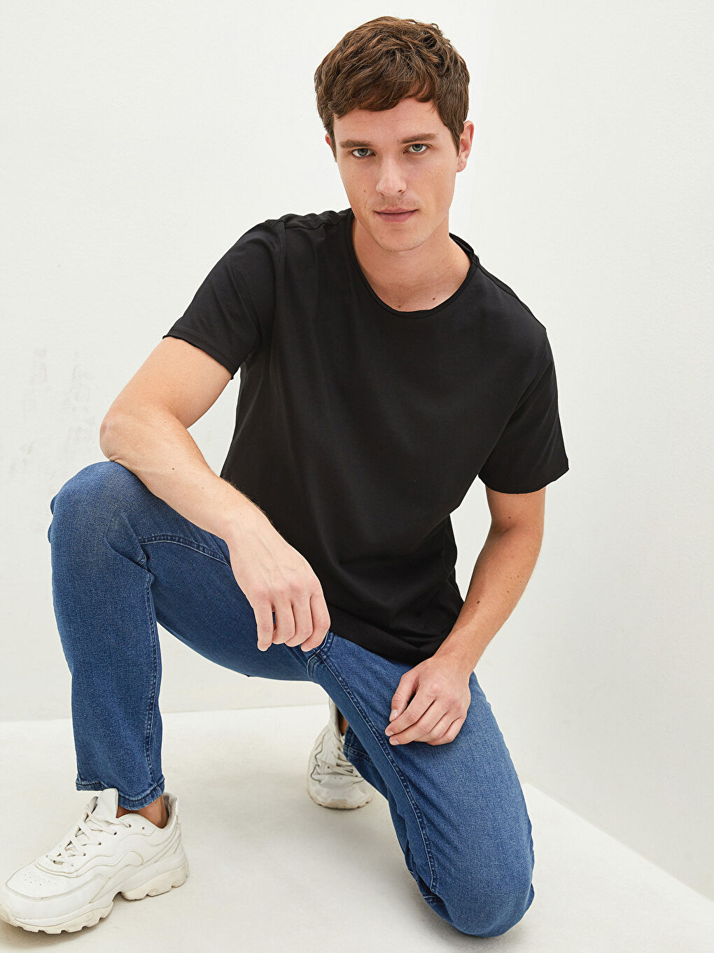 Crew Neck Short Sleeve Basic Combed Cotton Men's T-shirt-1