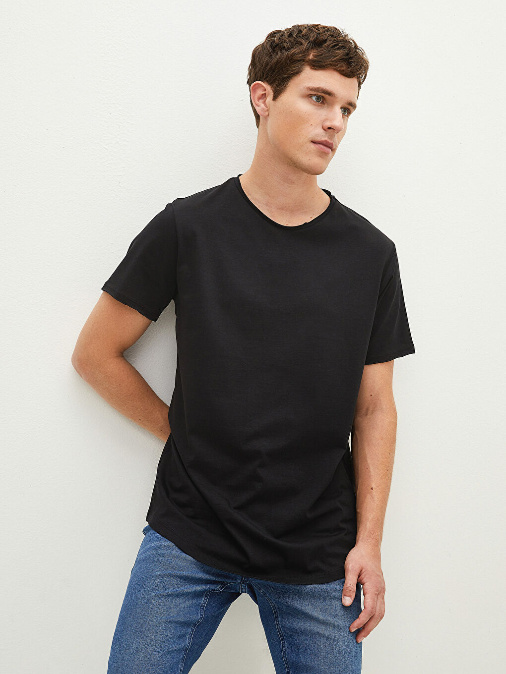 Crew Neck Short Sleeve Basic Combed Cotton Men's T-shirt-2