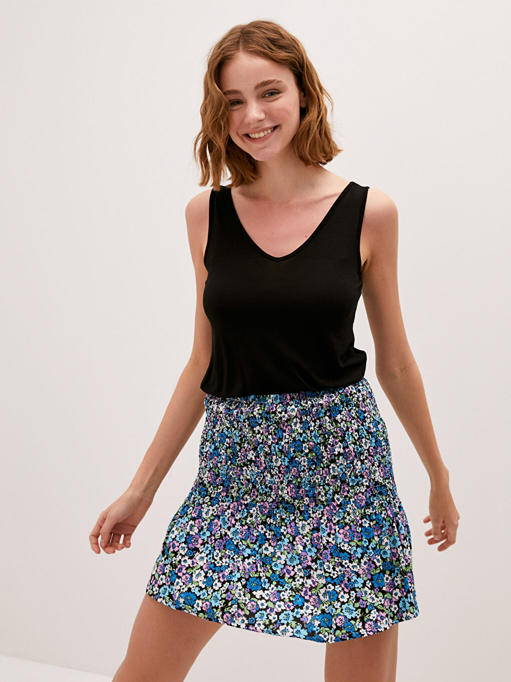 Elastic Waist Floral Flower Woman Skirt -S1EK96Z8-LQQ