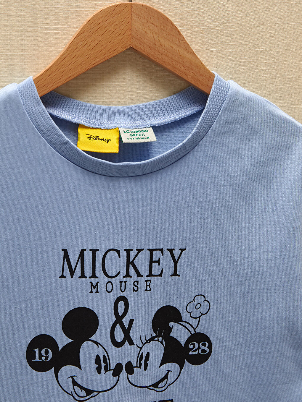Crew Neck Minnie and Mickey Mouse Printed Short Sleeve Girls T-Shirt-2