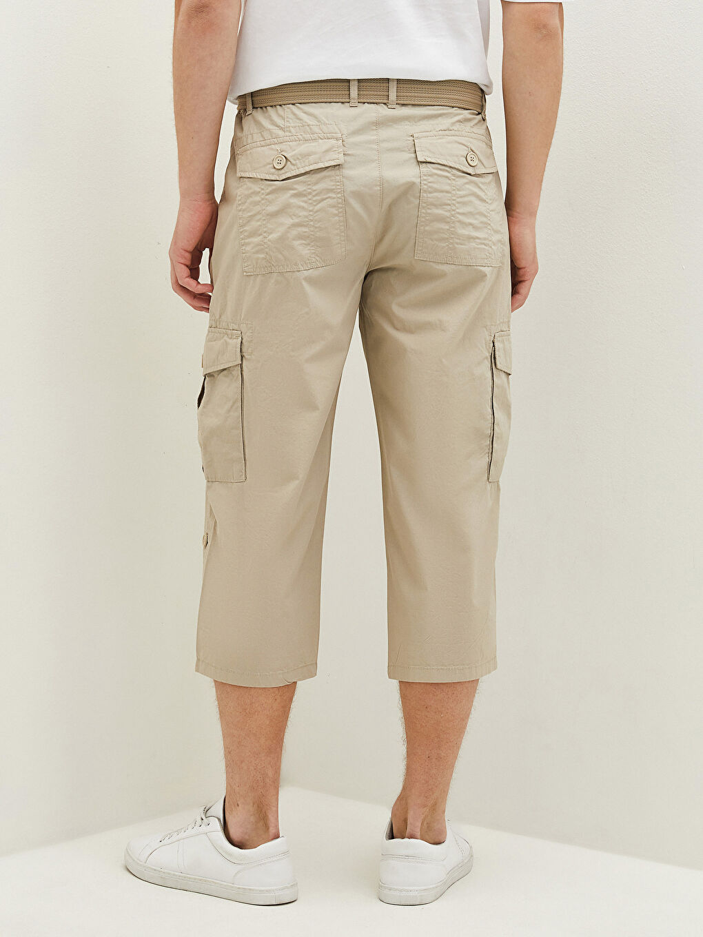 Shorts Pour Hommes Coupe Standard En Popeline Ceinturés-2