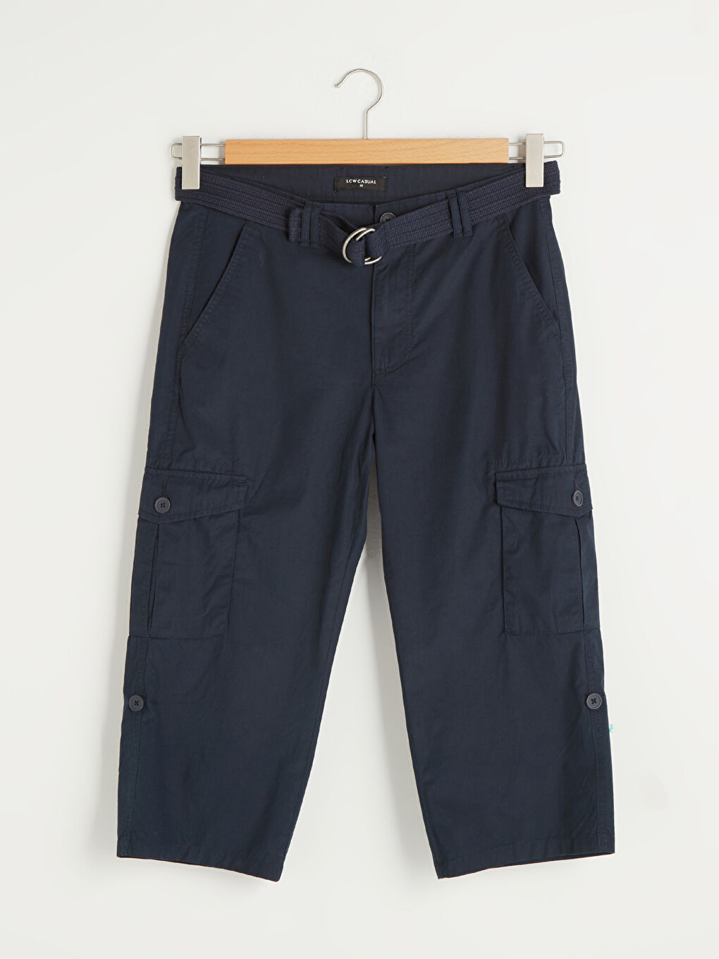 Standard Fit Belted Poplin Men's Shorts-6