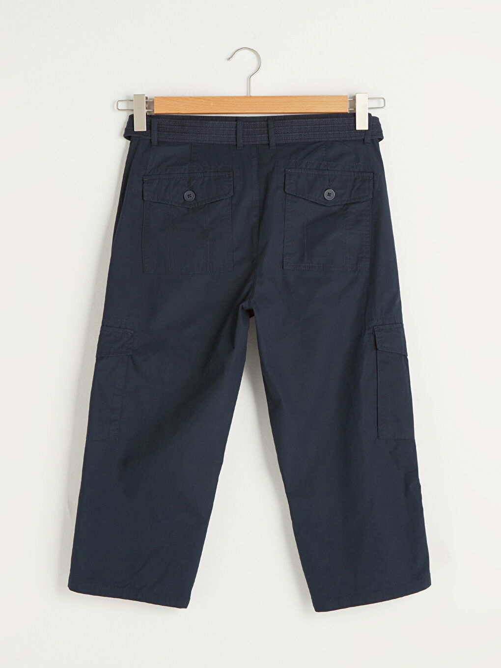 Standard Fit Belted Poplin Men's Shorts-7