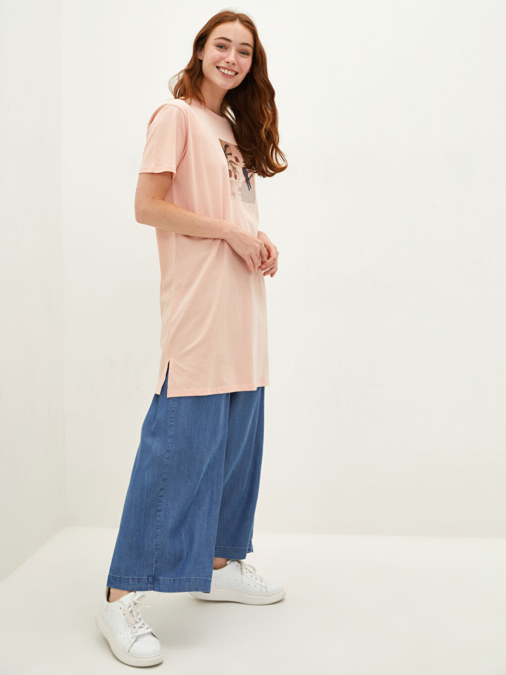 Farmerke Ženske Pantalone sa Elastičnim Strukem i Džepovima u Harem Stilu-3