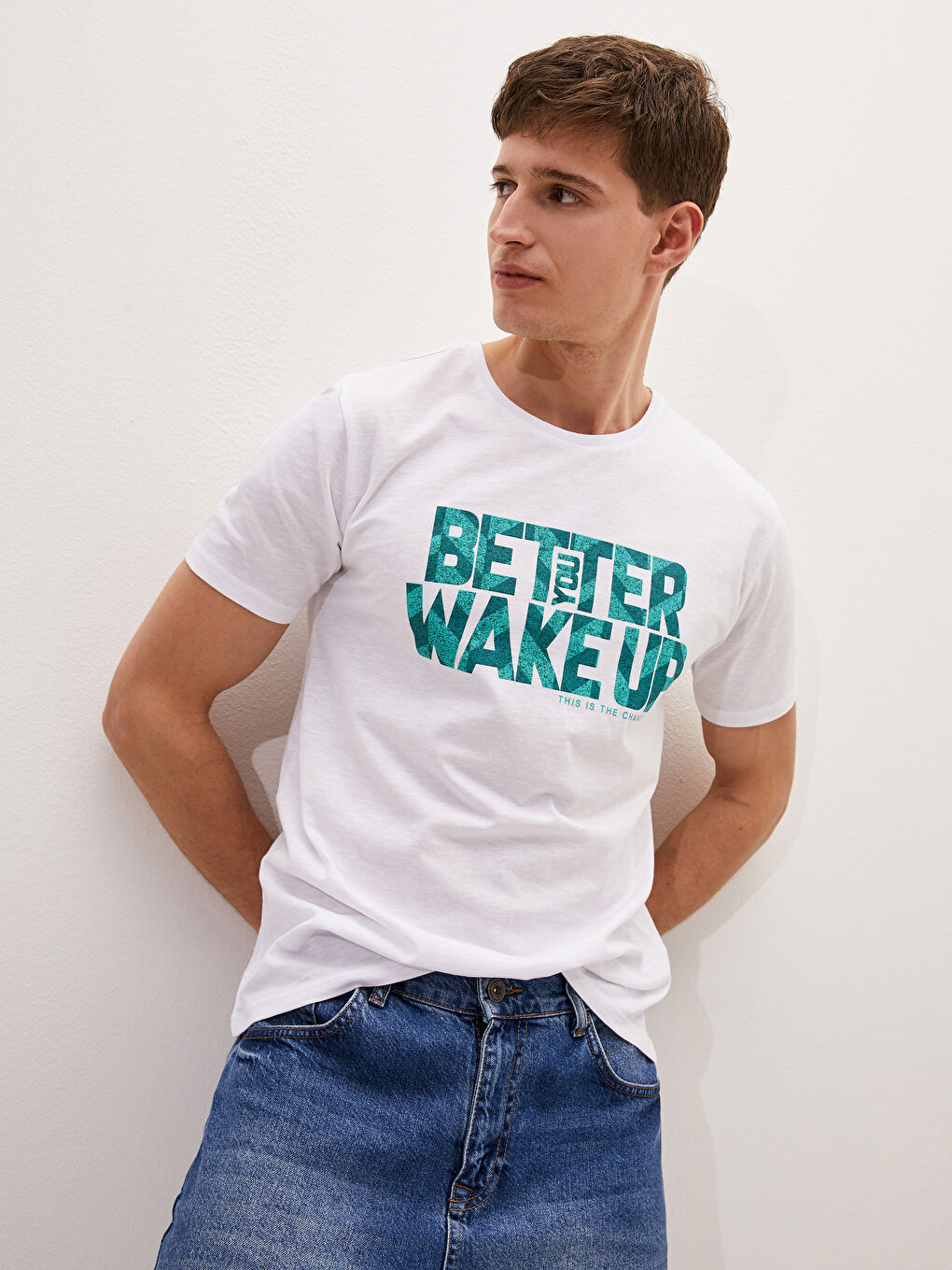 Crew Neck Short Sleeve Printed Combed Cotton Men's T-shirt