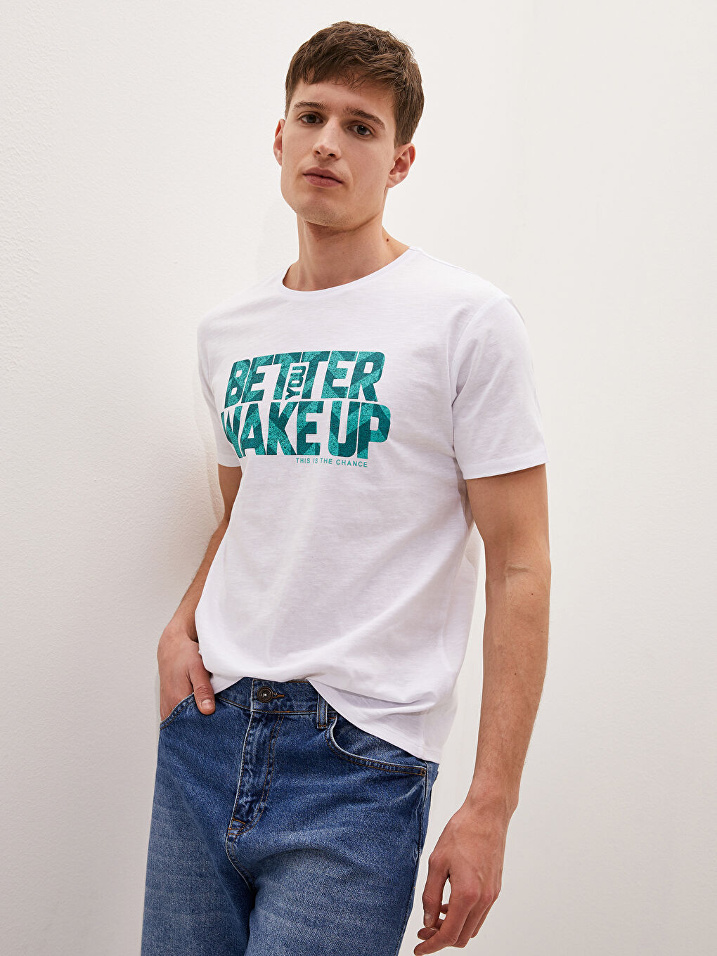 Crew Neck Short Sleeve Printed Combed Cotton Men's T-shirt-1