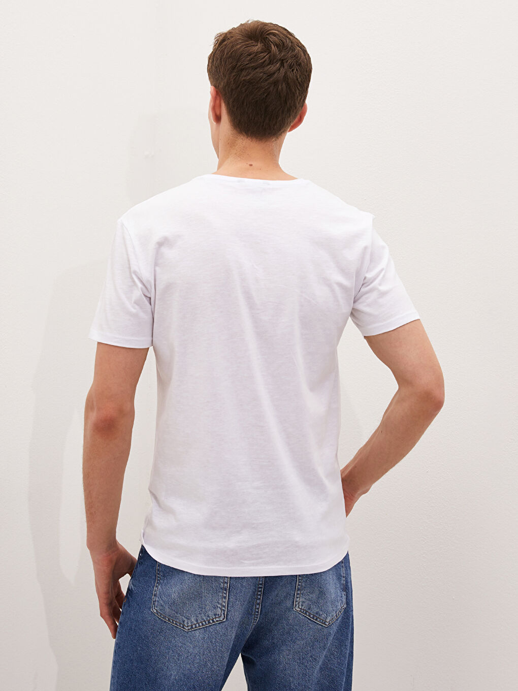 Crew Neck Short Sleeve Printed Combed Cotton Men's T-shirt-4