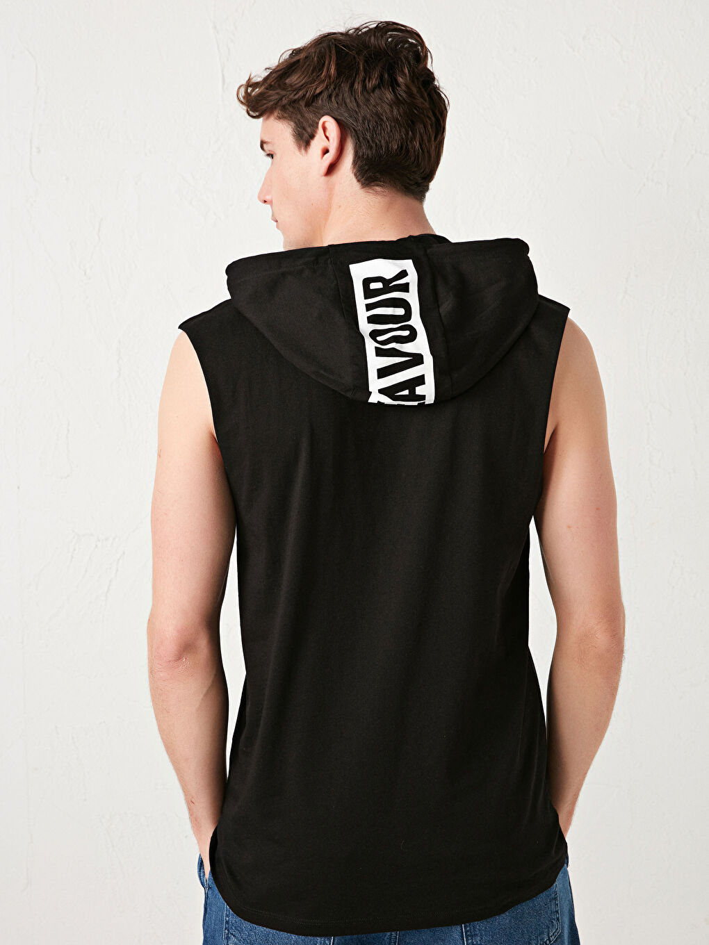 Tricou Fără Mâneci Simplu Cu Glugă pentru Bărbați-4