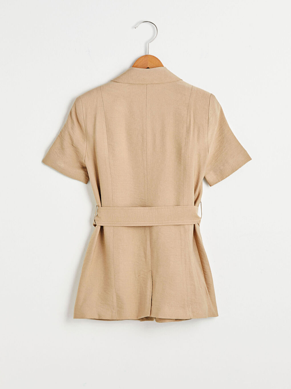 Button-Off Short Sleeve Belt Detail women's Blazer-7