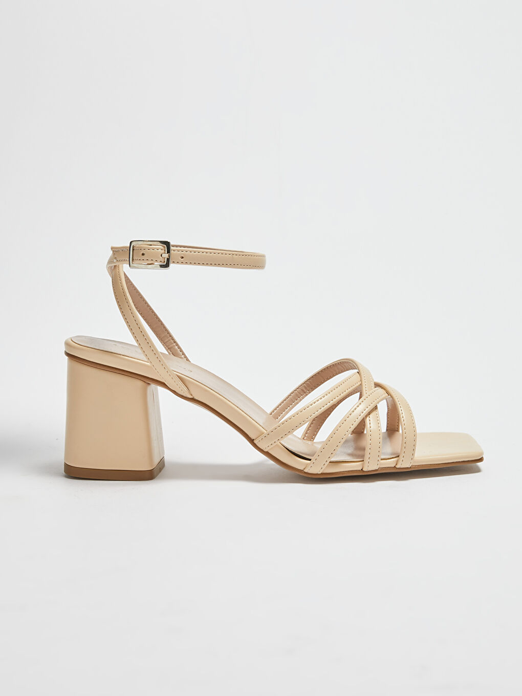 Sandales à Talons pour Femmes à Aspect Cuir avec Brides Croisées-3