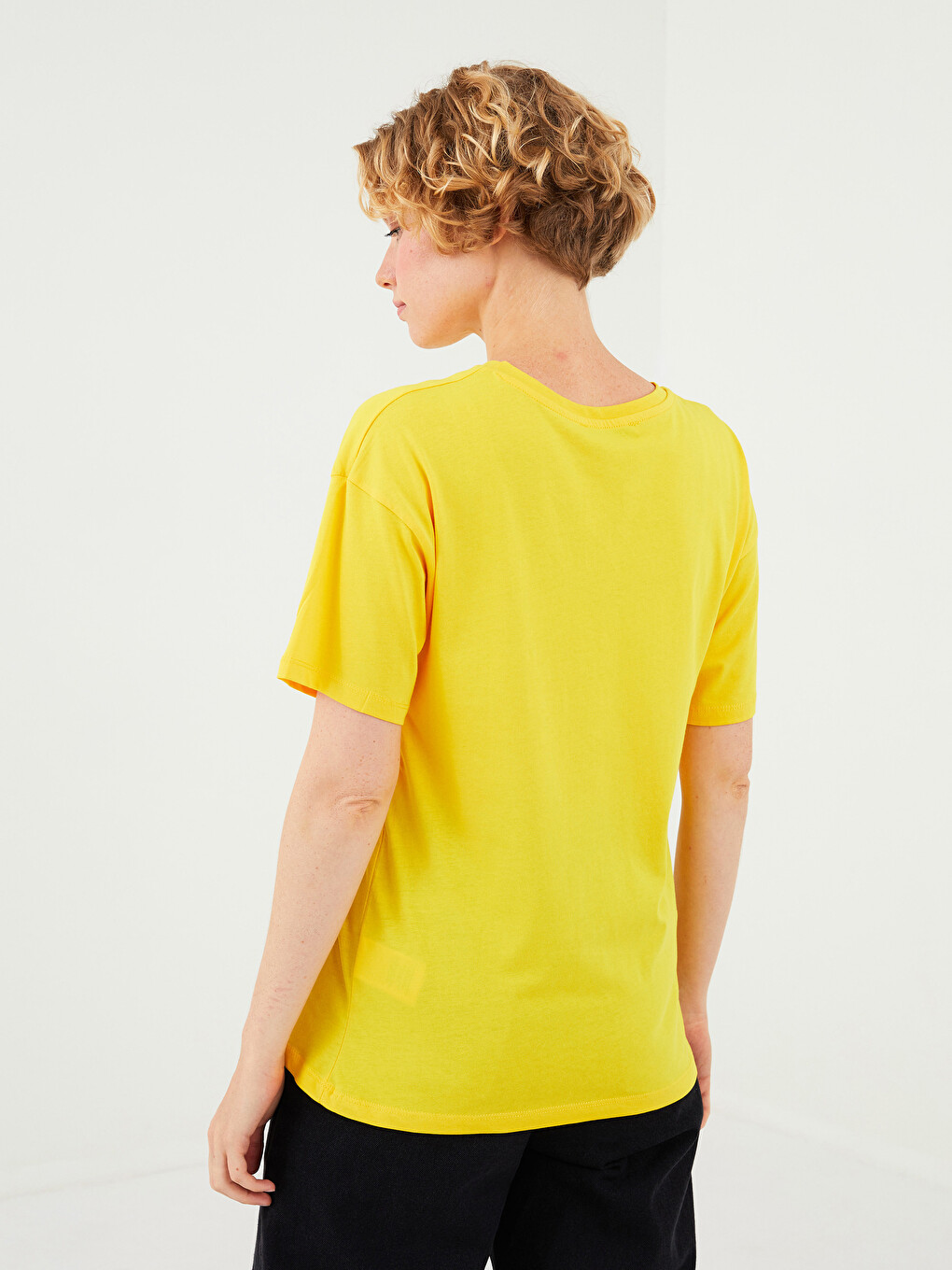 Crew Neck Slogan Printed Short Sleeve Cotton Women's T-shirt-4