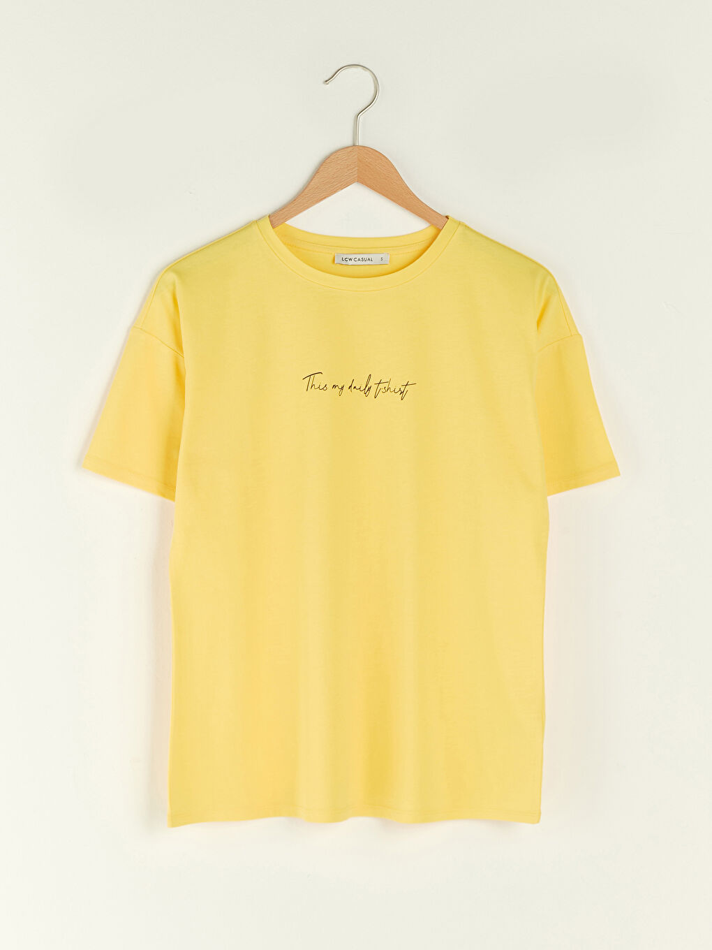 Футболка Женская Хлопковая С Коротким Рукавом, Круглым Вырезом И Принтом-Слоганом-5