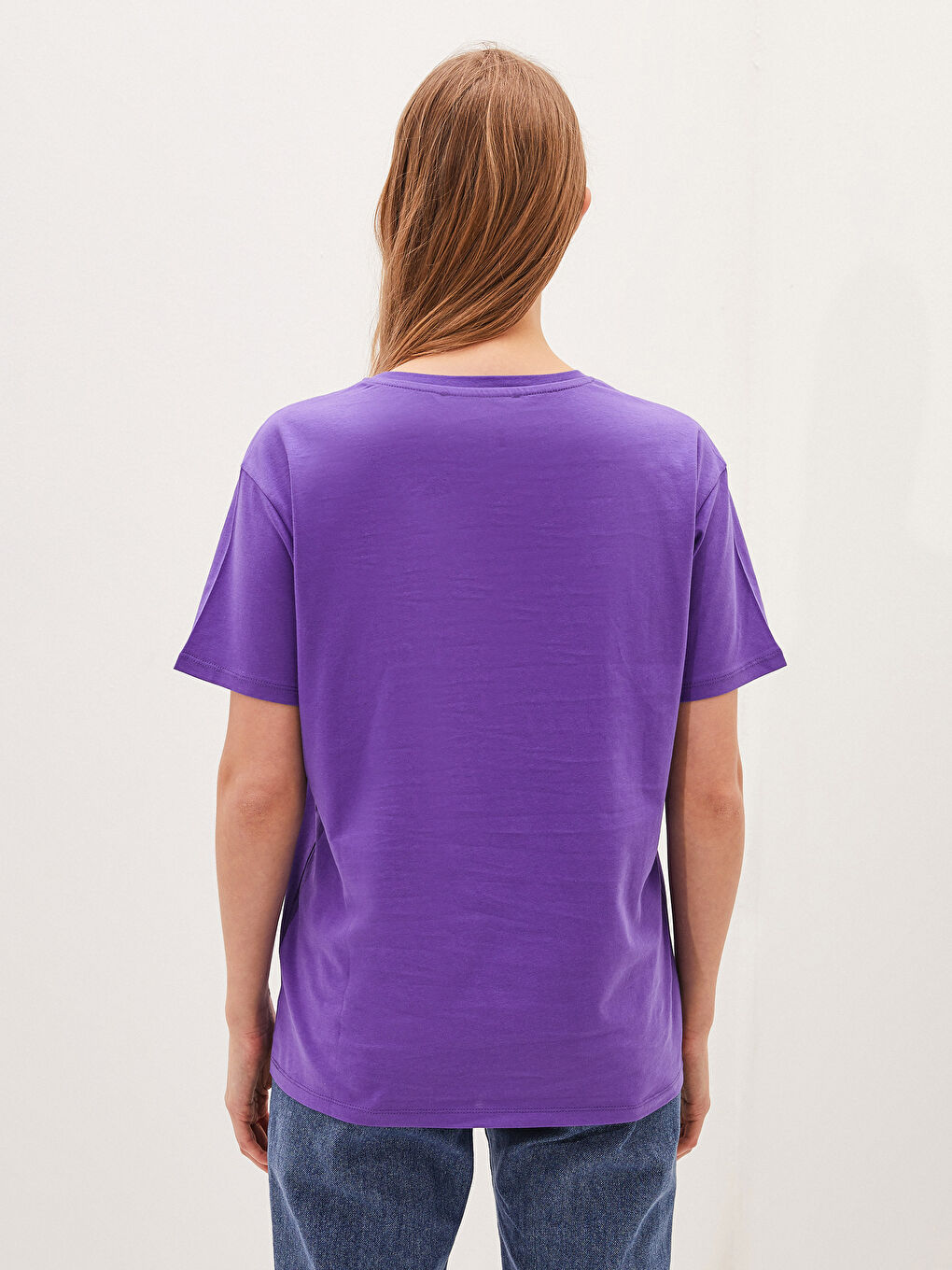 Футболка с круглым вырезом, с принтом, с коротким рукавом, из хлопка, для женщин-4