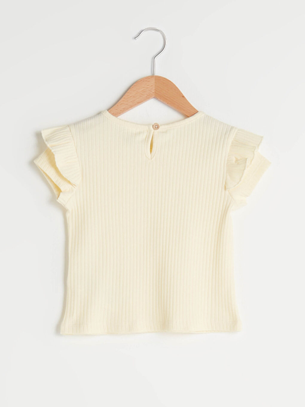 Crew Neck Short Sleeve Ruffle Detailed Baby Girls' T-Shirt-1