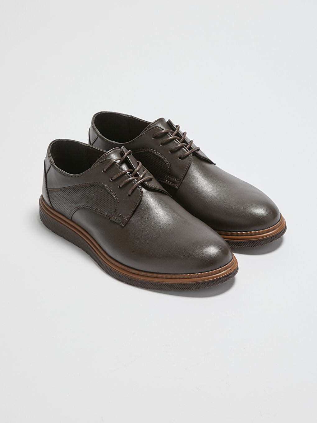 Kahverengi Bağcıklı Erkek Derby Klasik Ayakkabı