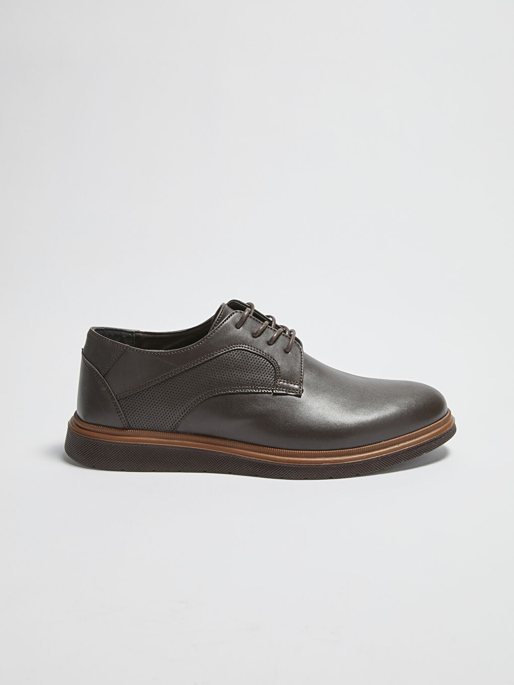 Kahverengi Bağcıklı Erkek Derby Klasik Ayakkabı-1